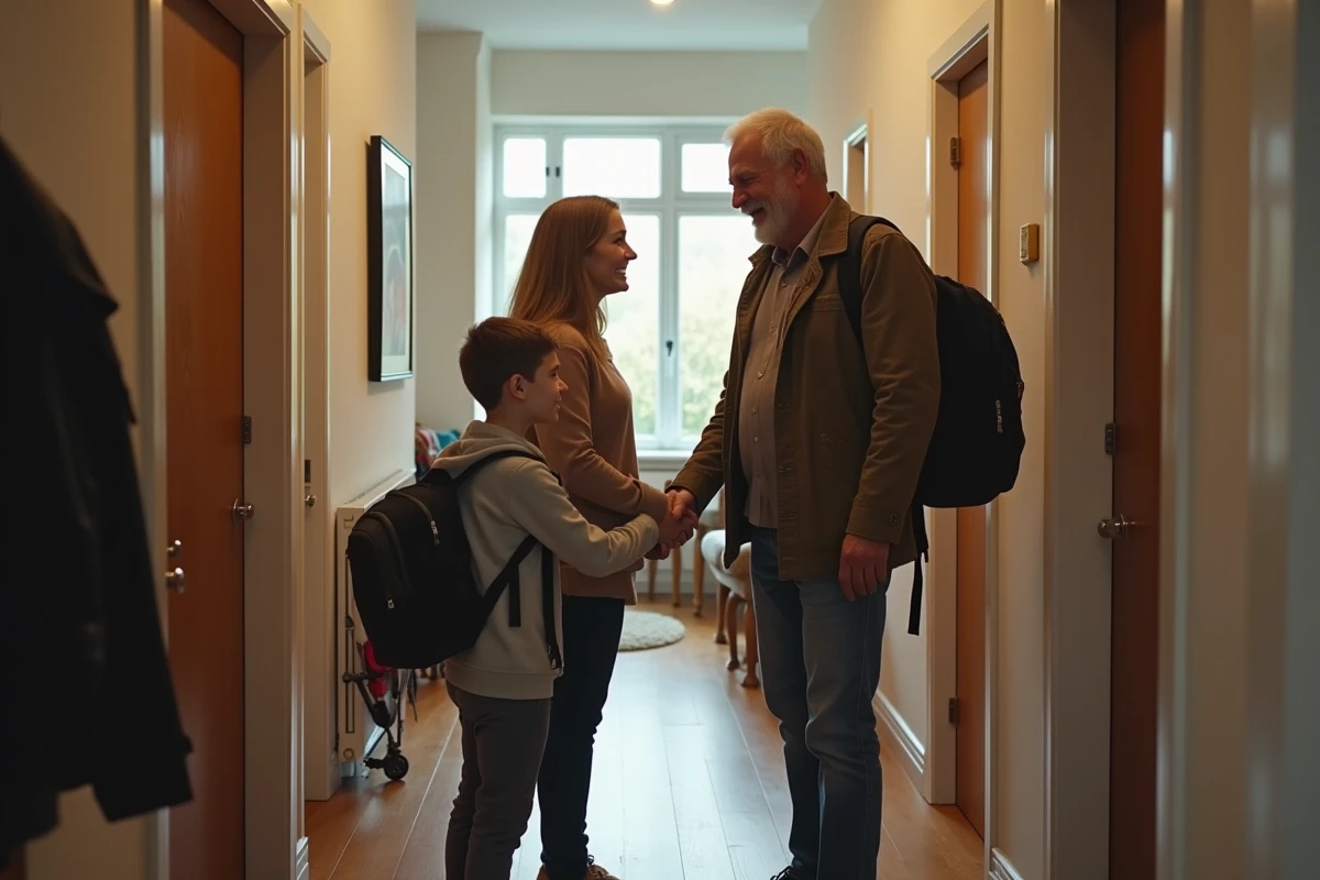 Couple souriant serrant la main d